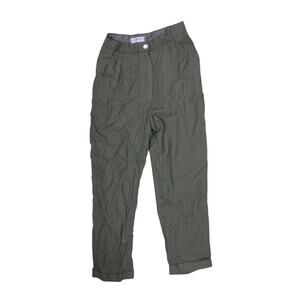 Vintage Green High-Waisted Rayon Pants Womens 10 Petite Cottagecore Grandma Core
